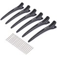 thumbnail image 1 of Owmoer Pinzas para el cabello para peinar con dientes antideslizantes Pinzas para el cabello con pico de pato 6 piezas Pinzas para el cabello de peluquero no deformables mejoradas para hombres y mujer, 1 of 5