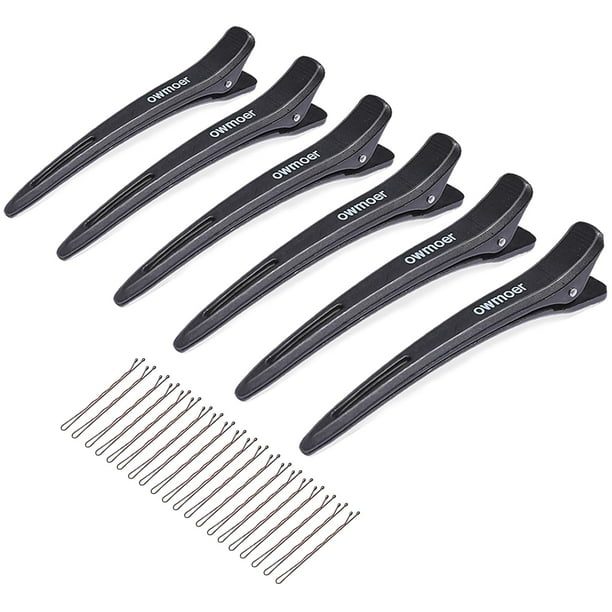Owmoer Pinzas para el cabello para peinar con dientes antideslizantes Pinzas para el cabello con pico de pato 6 piezas Pinzas para el cabello de peluquero no deformables mejoradas para hombres y mujer