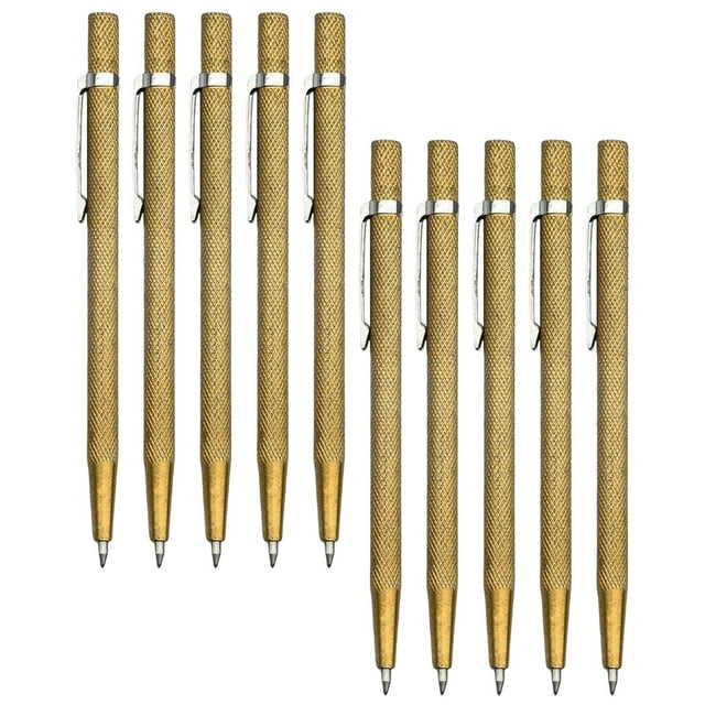 segolike 10Pcs Metal Plate Glass Marker Lettering Pen for Tile Cutter Scribing Tools Gold