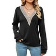 thumbnail image 2 of Yuzhih Long Sleeve Shirts for Women Dressy V Neck Casual Blouse Basic Loose Tunic Tops Trendy Soft Fall Tops 2024, 2 of 6