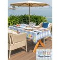 thumbnail image 5 of Outdoor Tablecloth with Umbrella Hole for Patio/Picnic/Party/Camping, Summer Beach Waterproof Table Cloth Rectangle Table Cover Washable, Happy Summer Slippers Coastal Blue Plaid (60"x 84"), 5 of 8