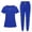 9# Dark Blue, variant on Women Scrubs Sets Jogger Medical Nurse Uniforms Stretch Petite Yoga Polyester Short Sleeve Scrub Shirt Wide Leg Uncuffed Scrub Pant Blue XL