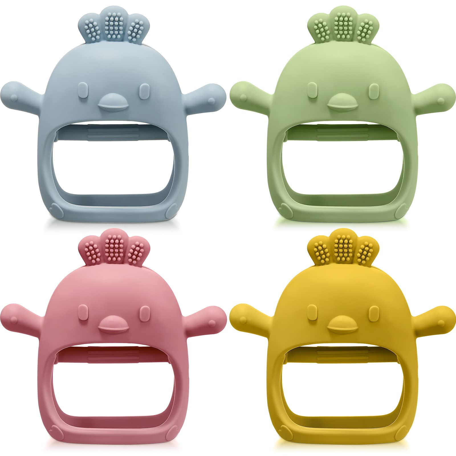 4 Packs Chick Baby Teething Toy Silicone Teething Toys for Babies 06 Months 612 Months Anti