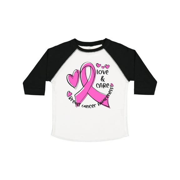 Inktastic Love, Care, Cure Breast Cancer Awareness Pink Ribbon Boys or Girls Toddler T-Shirt
