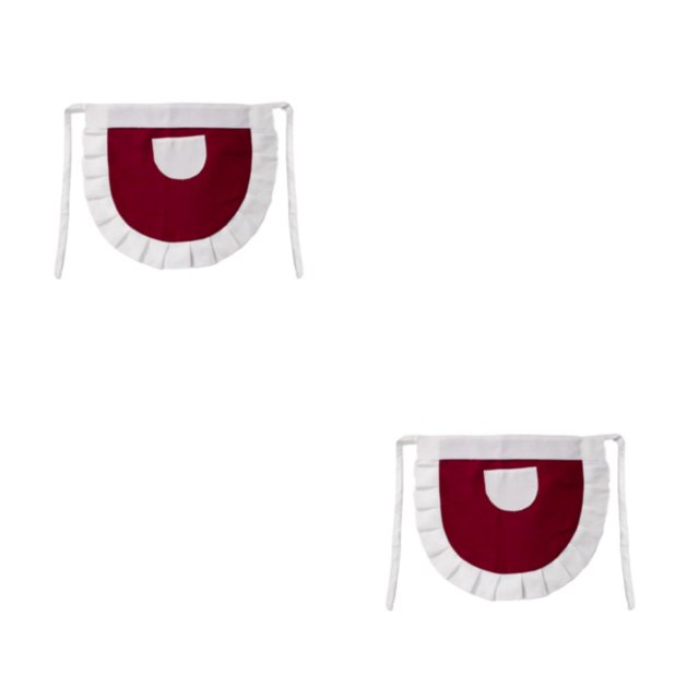 Injueey Delantal de poliéster Reemplazo de cocina de color sólido Lindo restaurante de cocina Traje de sirvienta Camarera Medio delantal Vino rojo 2piezas