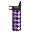 thumbnail image 3 of 18oz Straw Lid Space Bottle 2.9×8.9in Double-Layer Insulated Leak-Proof Bottle Straw Cup Lid Convenient For Carrying Violet Retro Houndstooth_4, 3 of 8