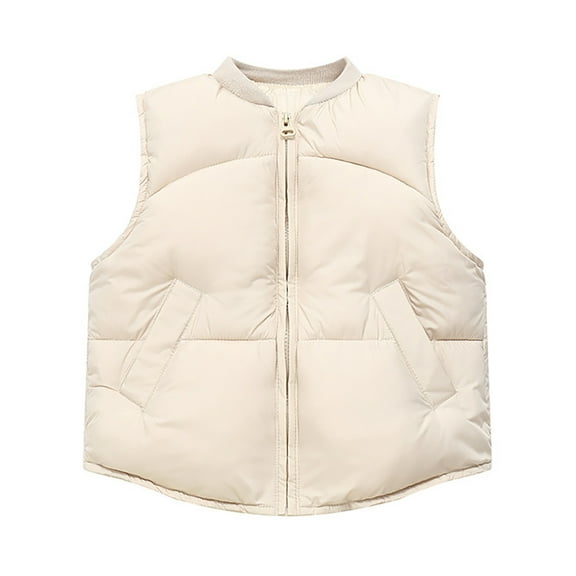 Kiijoy Toddler Girls Padded Vest Solid Casual Warm Quilted Sleeveless Jacket, Sizes 3-4