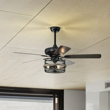 

CNGQNG Black Matte+Wood Grain 52-Inch Farmhouse Ceiling Fan with Remote 3-Lights and Light Fixture for Patio Living Room and Bedroom - Sleek and Stylish Addition to Any Home.