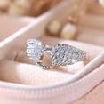 thumbnail image 6 of LINXIQIN Women Round White Moissanite Stone Wings Design Ring, 6 of 9