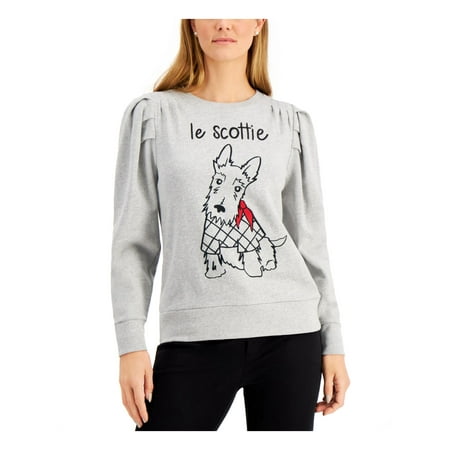 CHARTER CLUB Womens Gray Printed Sweatshirt Petites Size: PXL