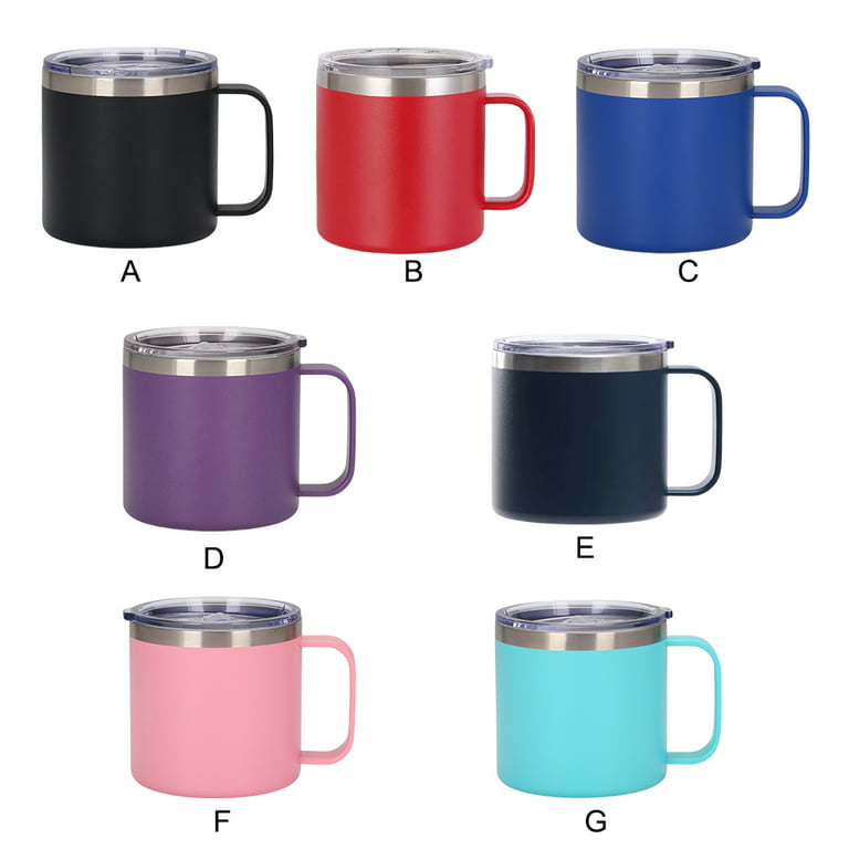 Stainless Steel Portable Mug with Handle Lid Camper Vacuum Insulated Milk  Drinking Cup Bottle Camping Household Outdoor Car Black