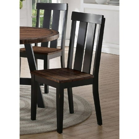 Rubber Wood Dining Chair With Slatted Back Set Of 2 Brown And