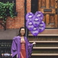 thumbnail image 2 of PMU Graduation Balloons 11 Inch PartyTex Premium Crystal Purple with All-Over Print White Grad Caps-Confetti and Streamers Pkg/100, 2 of 7