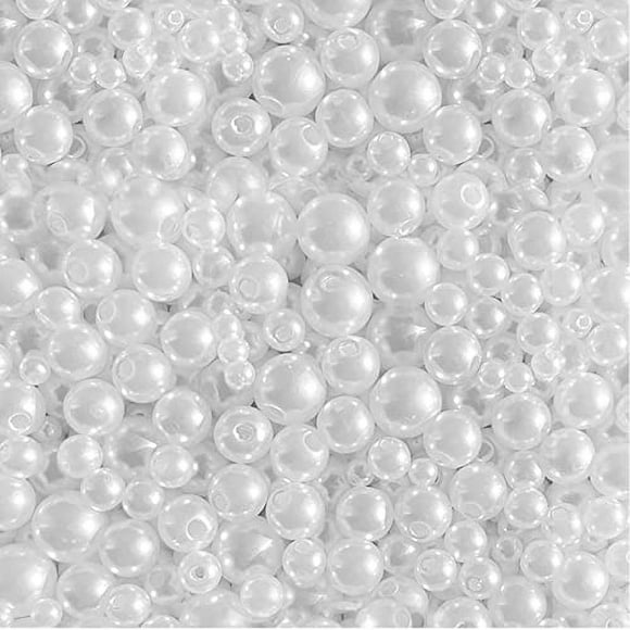 HILELIFE 1500pcs Pearl Beads for Jewelry Making, 4mm 6mm 8mm 10mm Round Loose Pearls Beads with Hole, Bracelet Pearls for Crafts, White Pearls for Jewelry Making