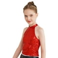thumbnail image 4 of Zaldita Girl's Glitter Sequins Jazz Ballet Hip Hop Dance Tank Top Sleeveless Halter Neck Vest Dancewear Red 16, 4 of 7