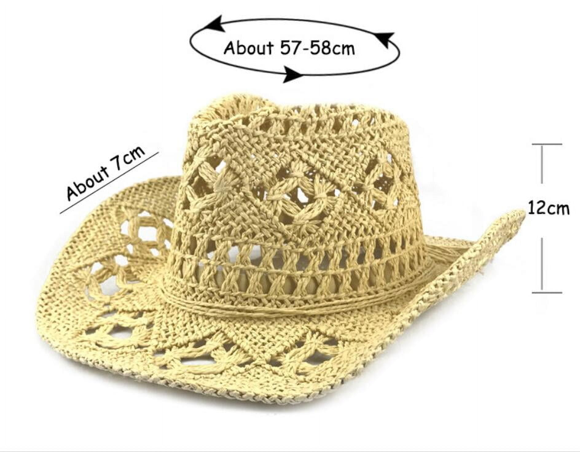 Unisex Woven Straw Cowboy Hat, Adjustable, Waterproof 