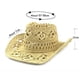 thumbnail image 2 of Sombrero de vaquero perforado hecho a mano para mujer/hombre, sombrero de vaquero de ala ancha para verano, playa, ajustable$Sombrero de paja vaquero clásico perforado estilo occidental, 2 of 5