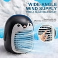 thumbnail image 3 of Lindo pingüino ventilador de aire acondicionado portátil, enfriador de aire inalámbrico USB recargable, espacio personal mini evaporativo, silencioso 3 velocidades humidificador ventilador de niebla Namotu LRWJ797, 3 of 6