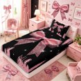 thumbnail image 5 of Meiyoeat Girly Pink Bow Twin Sheets 3pcs for Teens, Sparkle Glitter Print Bedding for Bedroom, 5 of 6
