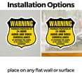 thumbnail image 3 of Warning Premises Protected By 24 Hour Audio And Video Surveillance By Entering You Agree To Be Audio & Video Recorded (2 Pack) 18 inch X 18 inch Shield Shaped Heavy Duty 3.2 mil Vinyl Decals, 3 of 6