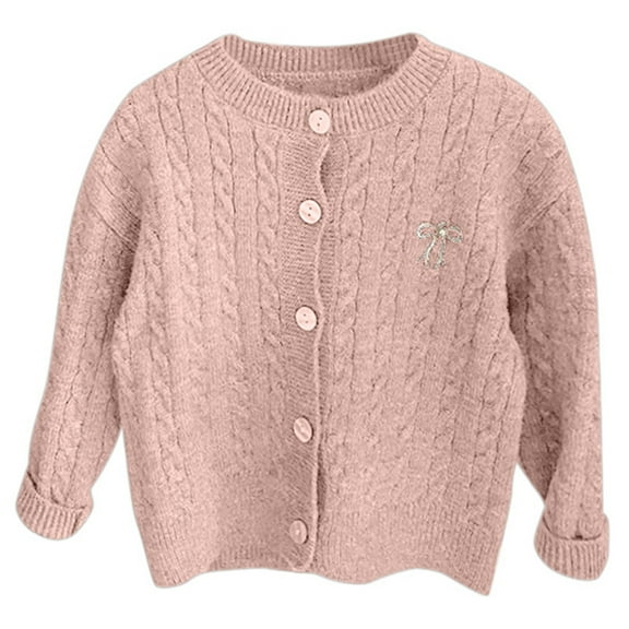WOYY Big Girls Knit Cardigan Sweater Spring Fall Solid Casual Button Sweater Coat