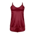 thumbnail image 4 of cfhntfmh Silky Pajama Set for Women Pjs Cami Top and Shorts Satin Solid Color Pj Sets Camisole Loungewear 2 Piece Party Nightwear, 4 of 7