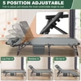 thumbnail image 4 of NAIZEA 75" Folding Camping Cot for Adult, 5 Position Adjustable Portable Camping Bed, Lounge Chair with 2 Side Mattress, Blue, 4 of 7