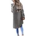 thumbnail image 3 of Women Plaid Jacket Turn Down Collar Button Long Shackets Cardigan Coat with Pockets, 3 of 4