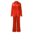 thumbnail image 5 of Conjunto de satén de 2 piezas para mujer: camisa de manga larga con botones y pantalones anchos, informal/pijama, tallas S-XXL, 5 of 5