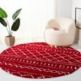 thumbnail image 2 of SAFAVIEH Arizona Teagan Geometric Shag Area Rug, Red/Ivory, 6'7" x 6'7" Round, 2 of 8