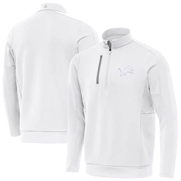 Men's Antigua White Detroit Lions Generation Quarter-Zip Top