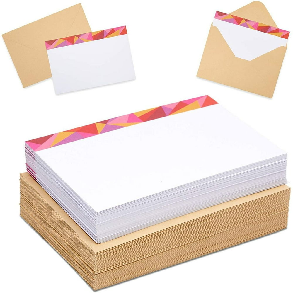 72 Pack Blank Note Cards with Kraft Envelopes, 4x6 inch Single Panel