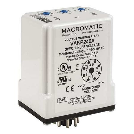 Macromatic Voltage Sensing Relay  Octal Base Type  120V AC  8 Pins VAKP120A price history on PriceWatchPro