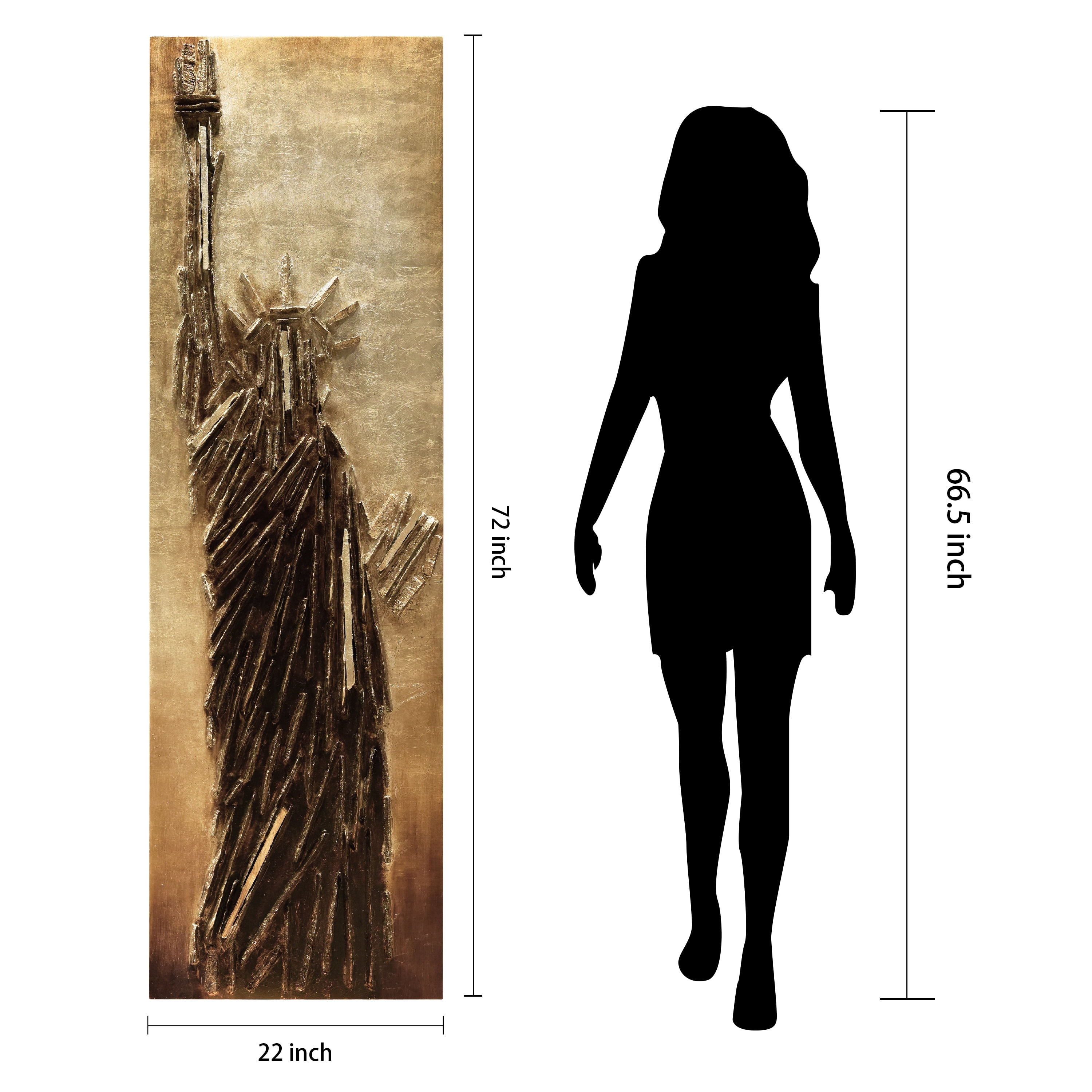 Empire Art Direct PMO-130318-7222 Handed Painted Rugged Wooden Wall Sculpture  with Gold Leaf - Liberty