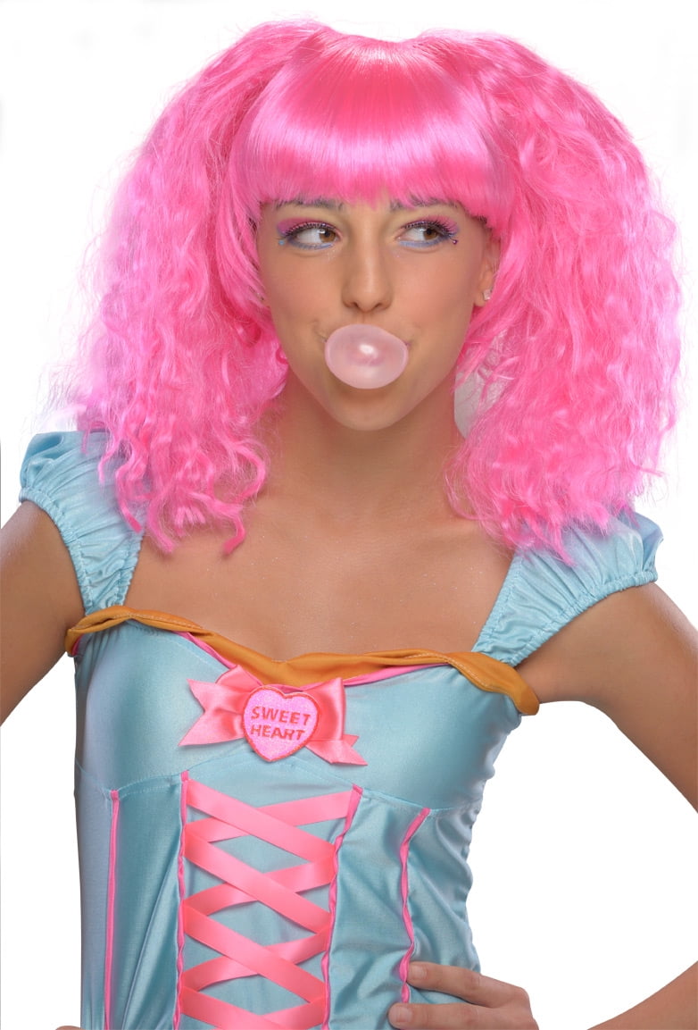 Bubble Gum Costume Wig Adult Pink One Size