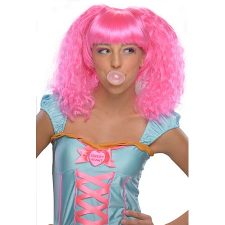 Bubble Gum Costume Wig Adult: Pink One Size
