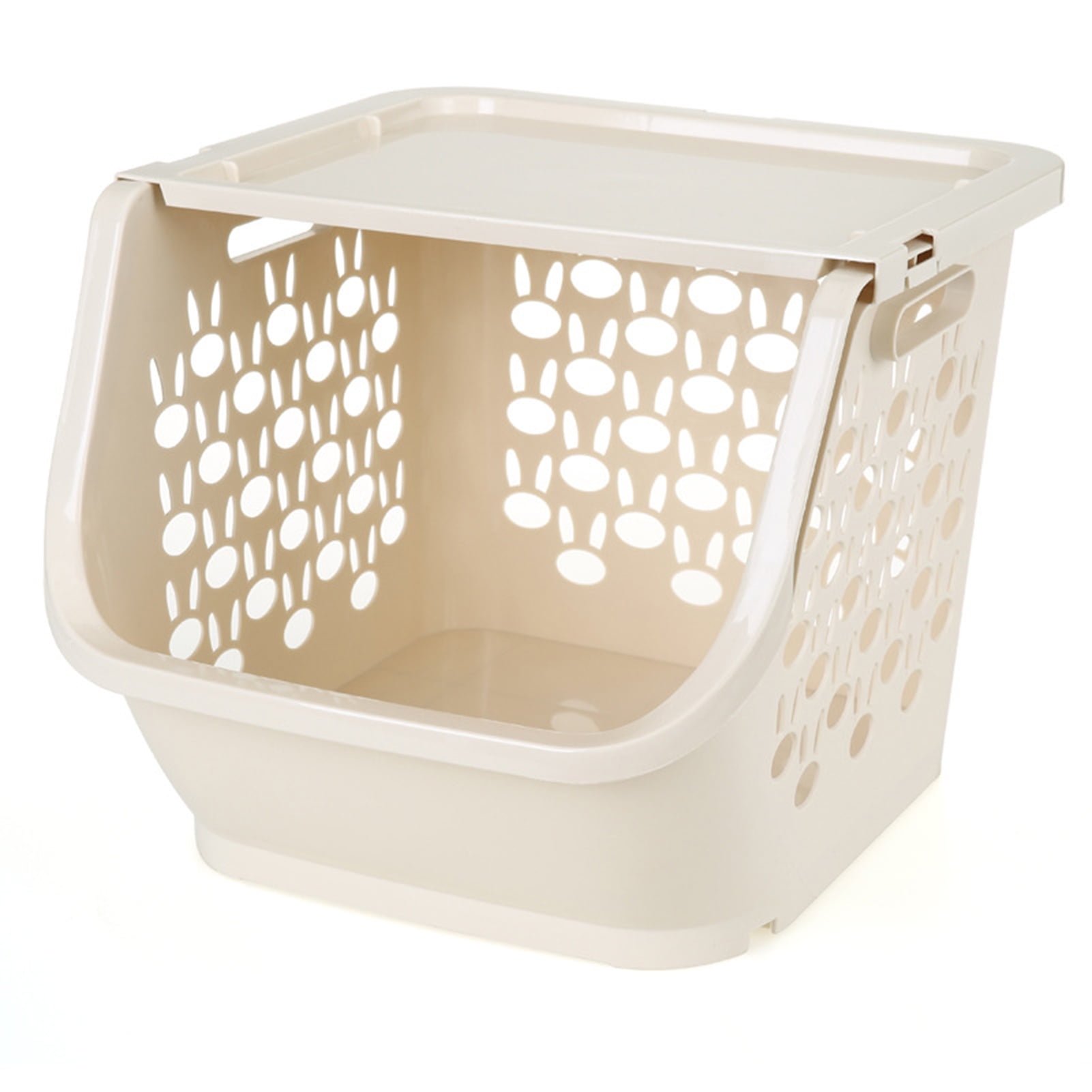 Storage Baskets with Top Lid Stackable Pantry Organization and Storage, Large Capacity Kitchen Produce Basket Bins for Fruits, Vegetables, Potatoe, Cans, Onion and Snacks