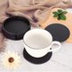 thumbnail image 3 of Posavasos para bebidas, posavasos de cuero con soporte, protege los muebles de daños, 6 uds., color marrón, 3 of 5