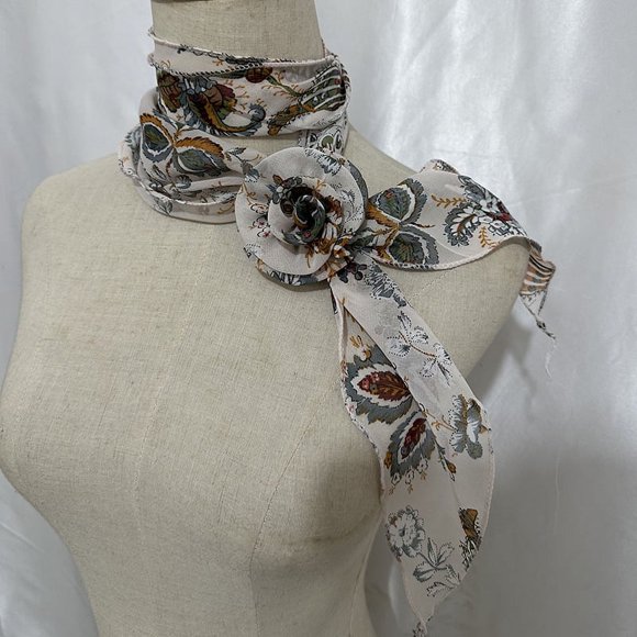 Zhuge Elegante y elegante bufanda, bufanda pequeña y larga con decoración de cuello con hebilla de rosa, bufanda de vestir de estilo artístico (Estilo 4)