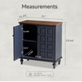 thumbnail image 2 of COZAYH Retro 2 Door Storage Cabinet with Plaid Pattern Front, Vintage Side Table for Bedroom, Living Room, Handles, Two-Shelves, Pine Wood, Dark Blue, Natural Wood, 2 of 8