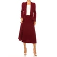 thumbnail image 3 of Women's Solid 2-Piece Set Open Front Blazer and Matching Midi Skirt, 3 of 8