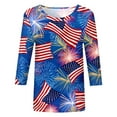 thumbnail image 4 of Women Tshirts Spring Summer Casual O-Neck Three Quarter Sleeve Leisure Top T-Shirt Independence Day Printed TShirt Holiday Female Dailywear Clothing, 4 of 4