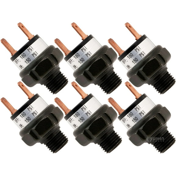 Vixen Horns 150-180 PSI Air Pressure Switch Tank Mount Type 1/4" NPT 12V/24V for Train/Air Horn - Bundle of six switches VXA7180-6