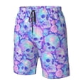 thumbnail image 4 of Logiee Blue Skull Daisy Print Mens Swim Trunks Quick Dry Board Shorts,Breathable Hawaii Beach Shorts Swimwear Bathing Suits-Small, 4 of 6