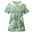 thumbnail image 4 of Dyegold Womens Tops Dressy Casual Summer Short Sleeve Lace Floral Shirts for Women Trendy Loose Patchwork Crewneck T-Shirts Blouses for Women Plus Tunic, 4 of 5