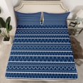 thumbnail image 2 of Homewish Geometric Stripes Lines Twin Sheet Sets 3pcs for Female Men,Navy Blue White Twin Fitted Sheet Microfiber,Minimalist Mid Century Breathable Flat Sheet,Lightweight Room Decor, 2 of 7