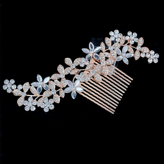 FRCOLOR Elegant Bridal Hairpin with Sparkling Rhinestones Flower Hair Comb 1 Piece Hair Jewelry Accessory