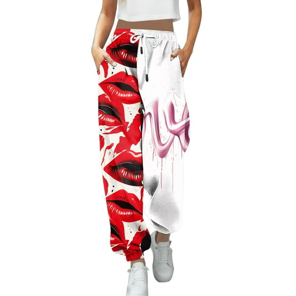 Women's Valentine's Day Pants Joggers Sweatpants Casual Pants High Waisted Soft Trousers