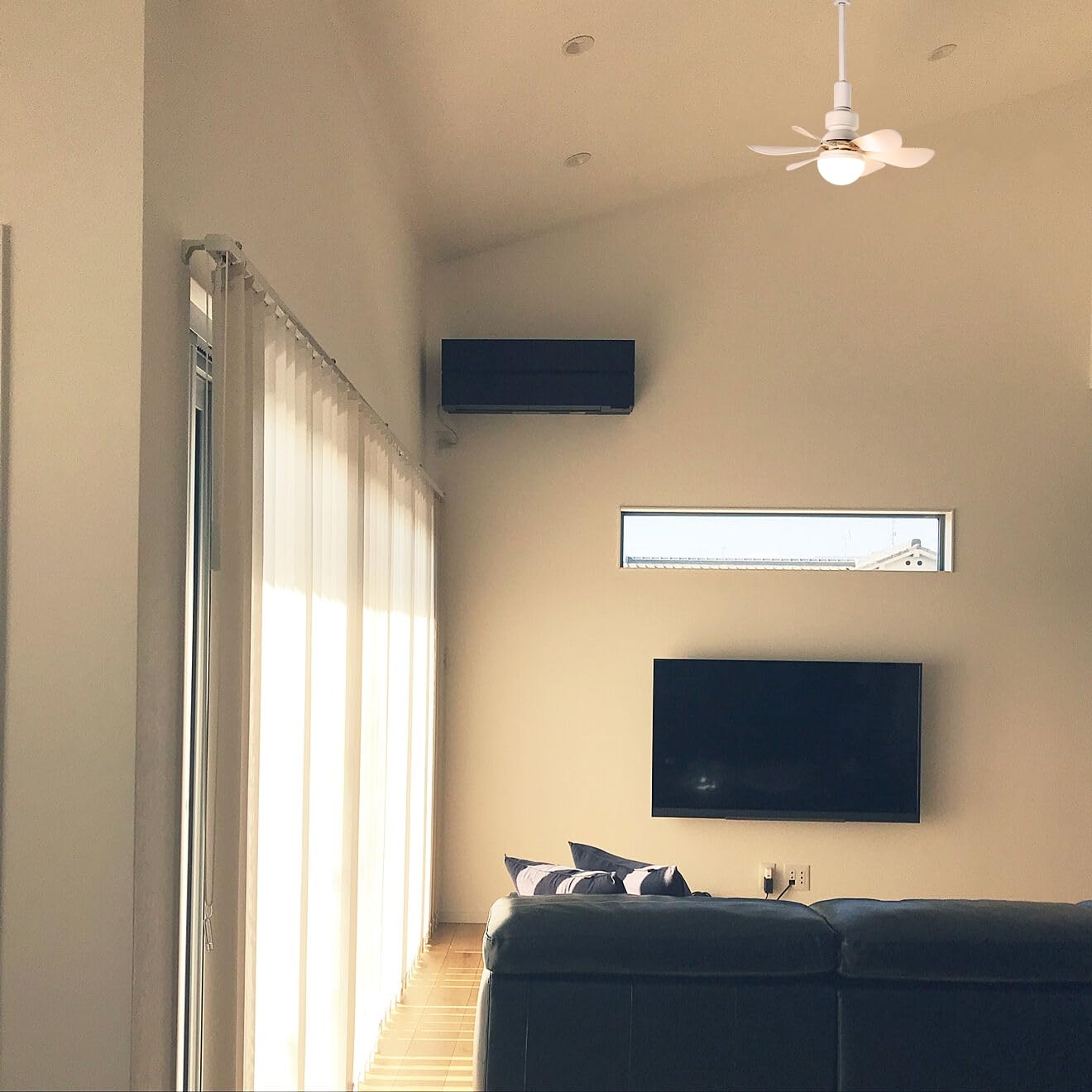 KAYYELAMP 19.2 Inches Height J-Type Track Lighting with Fan Remote Control Dimmable Adjusted Wind Power Modern Design for Living Room Bedroom Kitchen Home