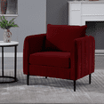 thumbnail image 2 of TOSEE Wine Red Velvet Accent Chairs Set of 2, Modern Upholstered Accent Chair Comfy Velvet Armchair with Thick Cushion and Wood Frame, Single Sofa/Side Chair for Living Room Bedroom Office, 2 of 9